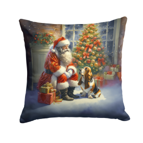 Moments with Santa Throw Pillow (Dog Breed: Basset Hound 4063)