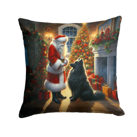 Moments with Santa Throw Pillow (Dog Breed: Belgian Sheepdog 4067)