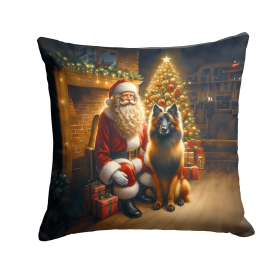 Moments with Santa Throw Pillow (Dog Breed: Belgian Tervuren 4068)