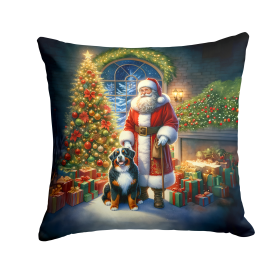 Moments with Santa Throw Pillow (Dog Breed: Bernese Mountain Dog 4070)