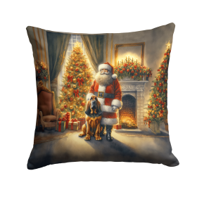 Moments with Santa Throw Pillow (Dog Breed: Bloodhound 4073)