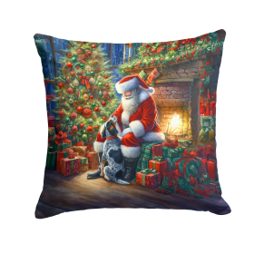 Moments with Santa Throw Pillow (Dog Breed: Bluetick Hound 4074)