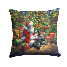 Moments with Santa Throw Pillow (Dog Breed: Bluetick Hound 4075)