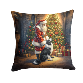 Moments with Santa Throw Pillow (Dog Breed: Border Collie 4076)