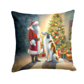 Moments with Santa Throw Pillow (Dog Breed: Borzoi 4077)