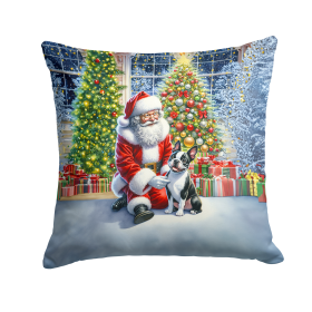 Moments with Santa Throw Pillow (Dog Breed: Boston Terrier 4079)