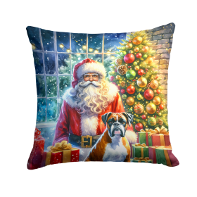Moments with Santa Throw Pillow (Dog Breed: Boxer 4080)