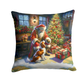 Moments with Santa Throw Pillow (Dog Breed: Brittany 4082)