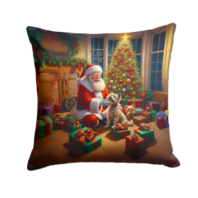 Moments with Santa Throw Pillow (Dog Breed: Cairn Terrier 4087)