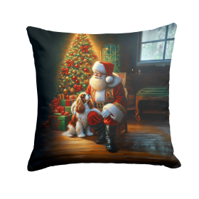 Moments with Santa Throw Pillow (Dog Breed: Cavalier Spaniel 4089)