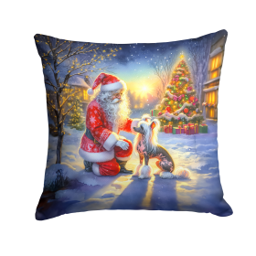 Moments with Santa Throw Pillow (Dog Breed: Chinese Crested 4095)