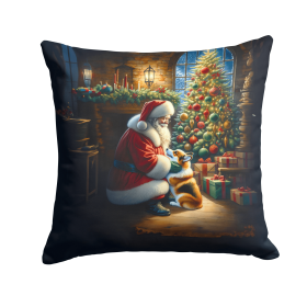 Moments with Santa Throw Pillow (Dog Breed: Corgi 4098)