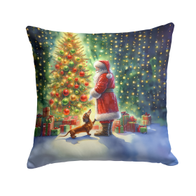Moments with Santa Throw Pillow (Dog Breed: Dachshund 4101)