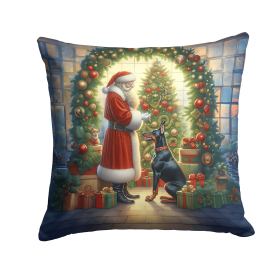 Moments with Santa Throw Pillow (Dog Breed: Doberman Pinscher 4104)
