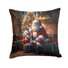 Moments with Santa Throw Pillow (Dog Breed: English Bull Terrier 4106)