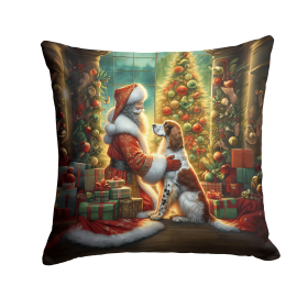 Moments with Santa Throw Pillow (Dog Breed: English Setter 4107)