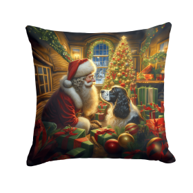 Moments with Santa Throw Pillow (Dog Breed: English Springer Spaniel 4108)