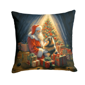 Moments with Santa Throw Pillow (Dog Breed: Finnish Spitz 4109)