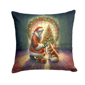 Moments with Santa Throw Pillow (Dog Breed: Finnish Spitz 4110)