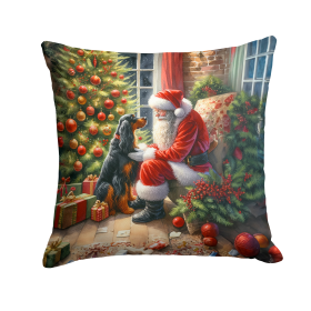 Moments with Santa Throw Pillow (Dog Breed: Gordon Setter 4118)