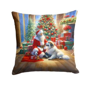 Moments with Santa Throw Pillow (Dog Breed: Great Pyrenees 4120)