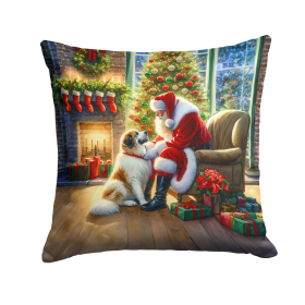 Moments with Santa Throw Pillow (Dog Breed: Great Pyrenees 4121)