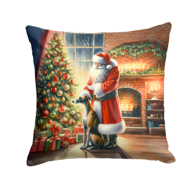 Moments with Santa Throw Pillow (Dog Breed: Greyhound 4123)