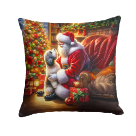 Moments with Santa Throw Pillow (Dog Breed: Havanese 4124)