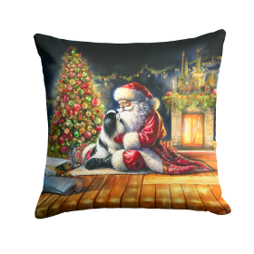 Moments with Santa Throw Pillow (Dog Breed: Japanese Chin 4129)