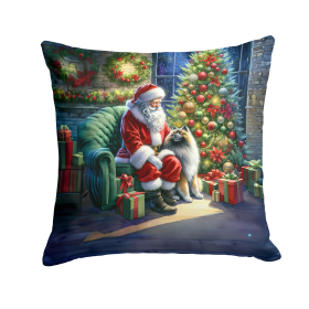 Moments with Santa Throw Pillow (Dog Breed: Keeshond 4130)