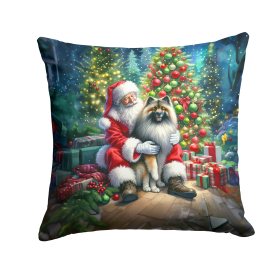Moments with Santa Throw Pillow (Dog Breed: Keeshond 4131)