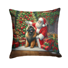 Moments with Santa Throw Pillow (Dog Breed: Leonberger 4137)