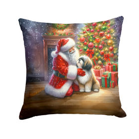 Moments with Santa Throw Pillow (Dog Breed: Lhasa Apso 4138)