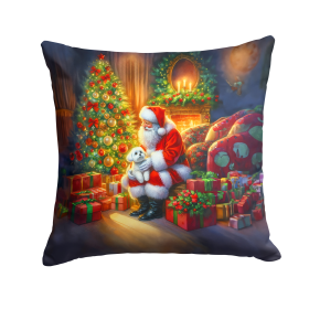 Moments with Santa Throw Pillow (Dog Breed: Maltese 4139)