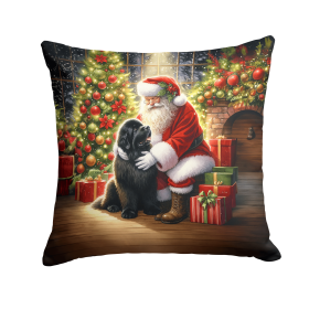 Moments with Santa Throw Pillow (Dog Breed: Newfoundland 4143)