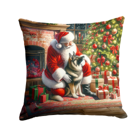 Moments with Santa Throw Pillow (Dog Breed: Norwegian Elkhound 4145)