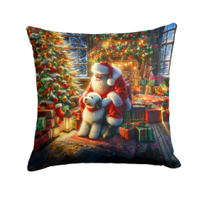 Moments with Santa Throw Pillow (Dog Breed: Old English Sheepdog 4146)