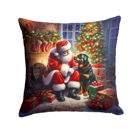 Moments with Santa Throw Pillow (Dog Breed: Rottweiler 4151)