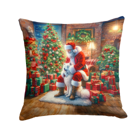 Moments with Santa Throw Pillow (Dog Breed: Samoyed 4152)