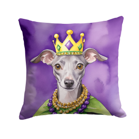 King of Mardi Gras Throw Pillow (Dog Breed: Italian Greyhound 4816)