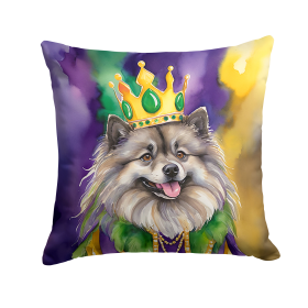 King of Mardi Gras Throw Pillow (Dog Breed: Keeshond 4819)
