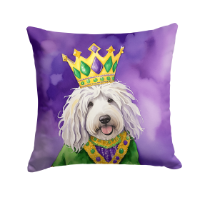 King of Mardi Gras Throw Pillow (Dog Breed: Komondor 4821)