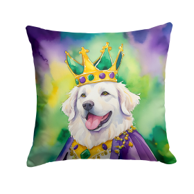 King of Mardi Gras Throw Pillow (Dog Breed: Kuvasz 4822)