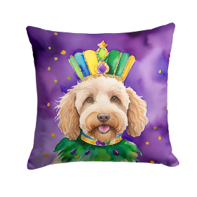 King of Mardi Gras Throw Pillow (Dog Breed: Labradoodle 4828)