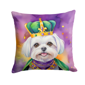 King of Mardi Gras Throw Pillow (Dog Breed: Maltese 4832)