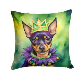 King of Mardi Gras Throw Pillow (Dog Breed: Miniature Pinscher 4836)
