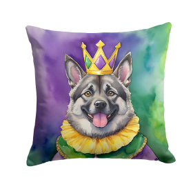 King of Mardi Gras Throw Pillow (Dog Breed: Norwegian Elkhound 4842)