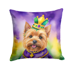 King of Mardi Gras Throw Pillow (Dog Breed: Norwich Terrier 4843)