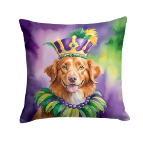 King of Mardi Gras Throw Pillow (Dog Breed: Nova Scotia Duck Tolling Retriever 4844)