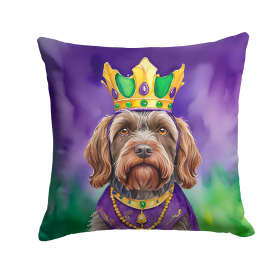 King of Mardi Gras Throw Pillow (Dog Breed: Wirehaired Pointing Griffon 4907)